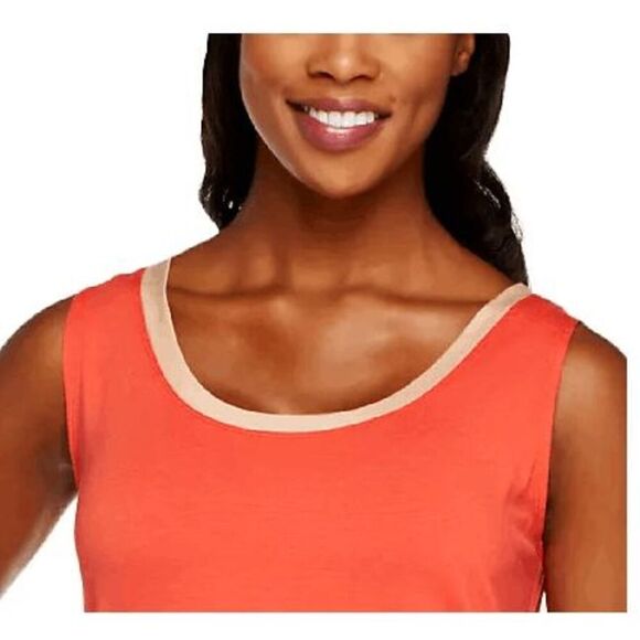 Susan Graver Womens 3X Scoop Neck Sleeveless Top Royal Blue Contrasting Trim NWT - Picture 5 of 5